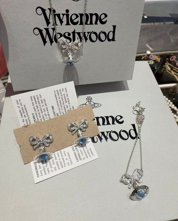 ⁠⁠Vivienne Westwood Octavie Pendant Bracelet 純銀蝴蝶結閃鑽手鏈 (最熱賣3色入) - Topickstore