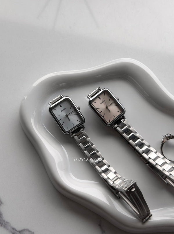 Casio Elegant Rectangle｜粉色 藍色簡潔夏日風 襯幼鋼帶 - TOPICKSTORE
