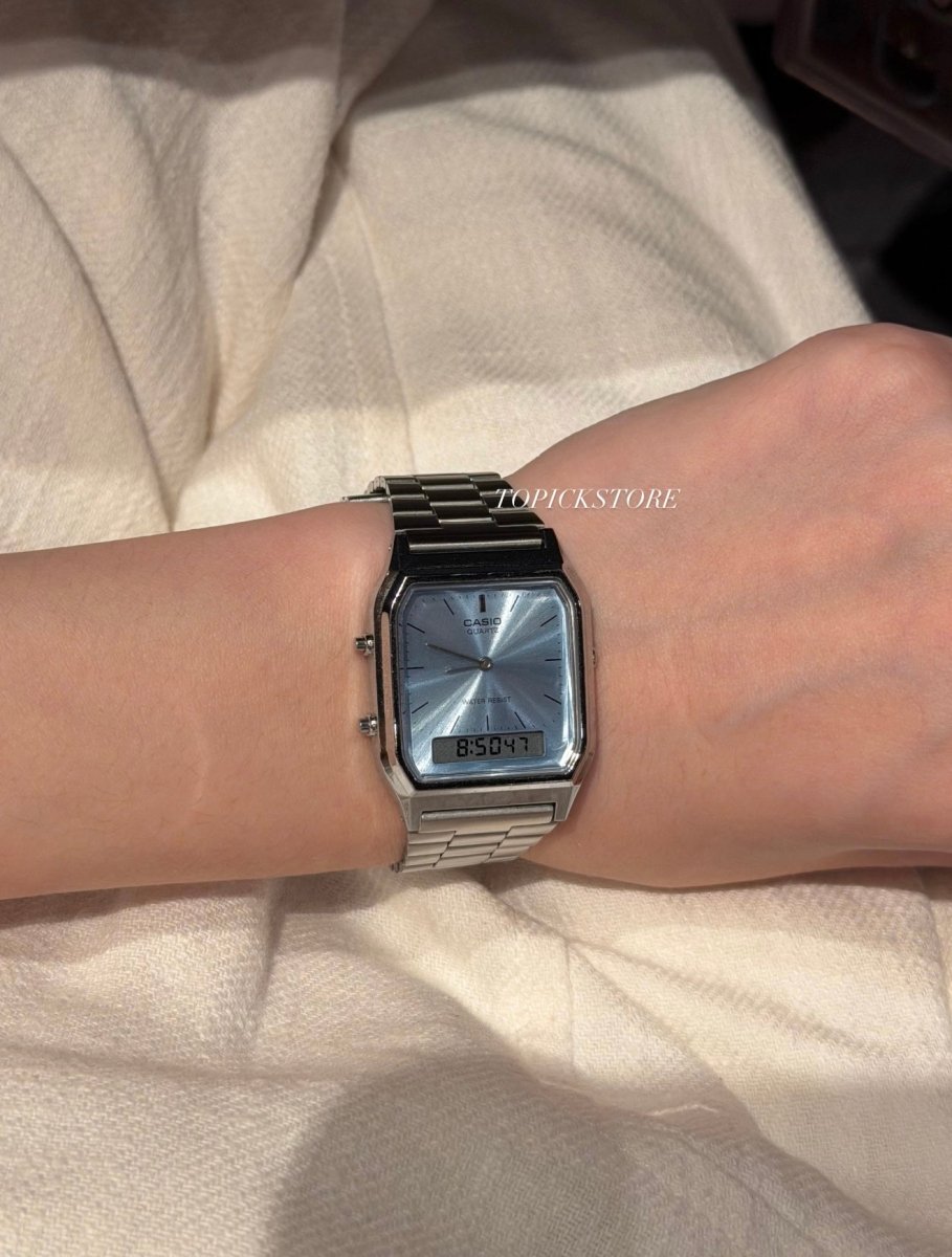 Casio 爆款經典復古雙顯AQ-230A冰川藍 - TOPICKSTORE
