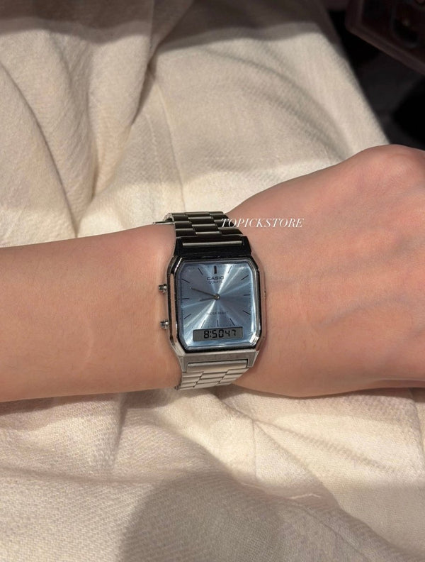 Casio 爆款經典復古雙顯AQ-230A冰川藍 - TOPICKSTORE