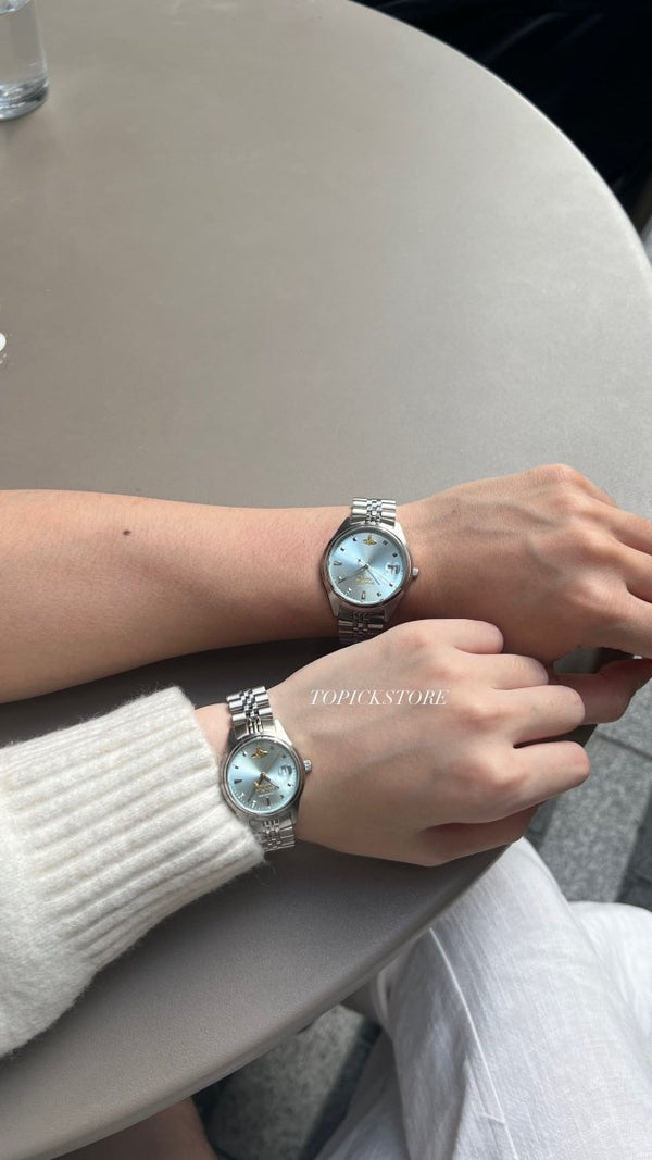 (小/大錶面)Vivienne Westwood Camberwell Watch - 超顯白冰川藍 [最熱賣情侶錶款］ - Topickstore