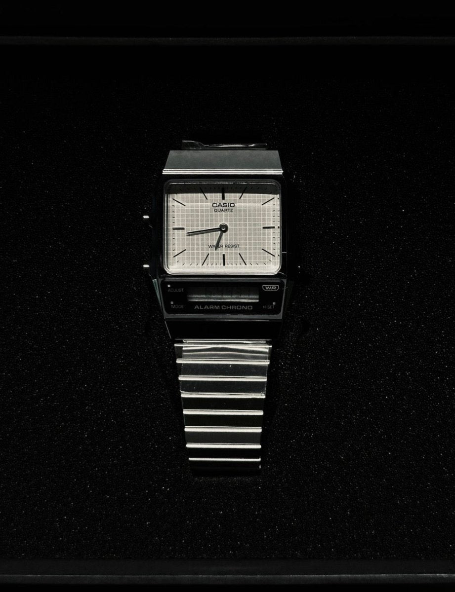 CASIO Vintage復古雙顯金屬手錶 (黑白兩色) - Topickstore
