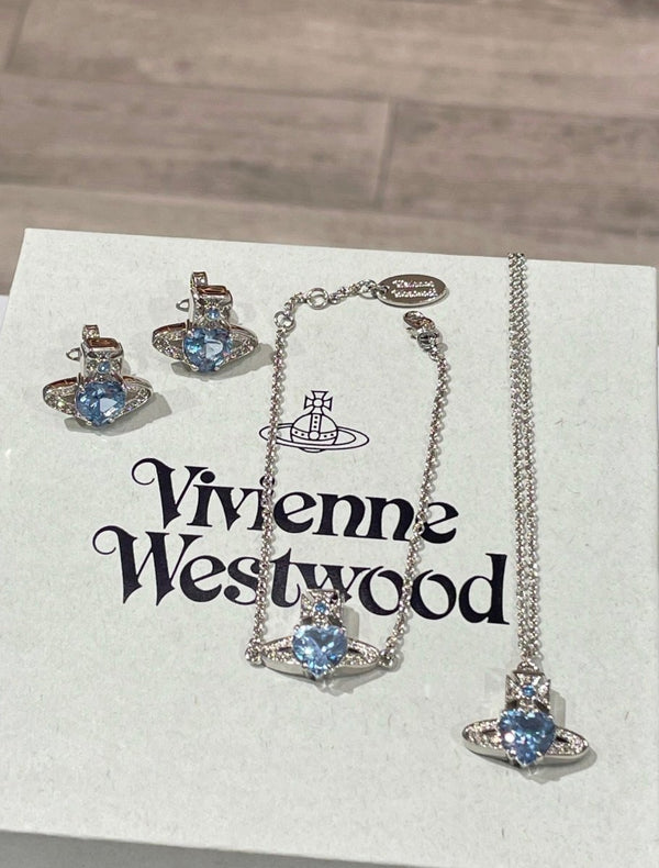 Vivienne Westwood Ariella Bracelet 心形閃鑽系列耳環 (白/藍/薄荷綠) - Topickstore