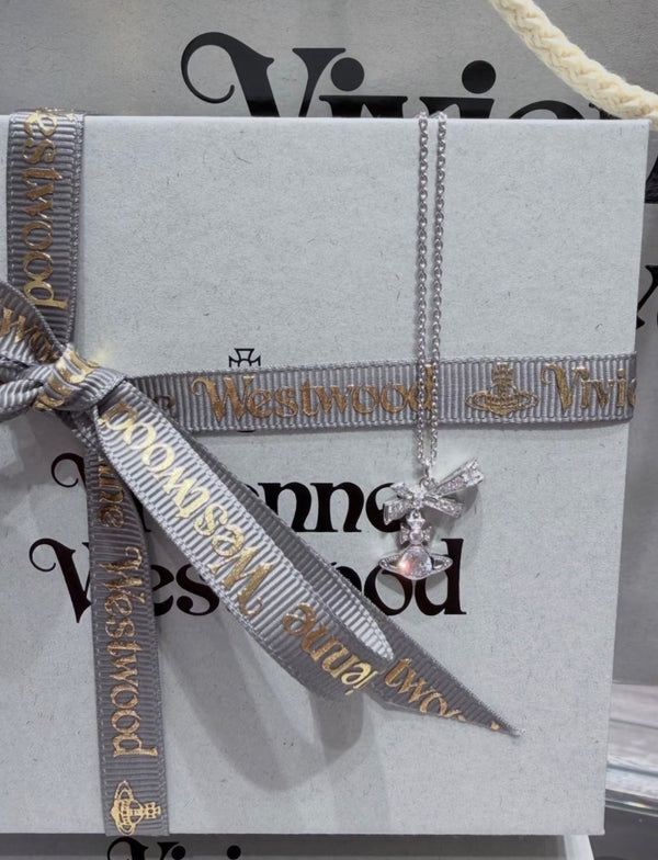 925 純銀! Vivienne Westwood Angelique 緞帶蝴蝶結項鍊 - TOPICKSTORE