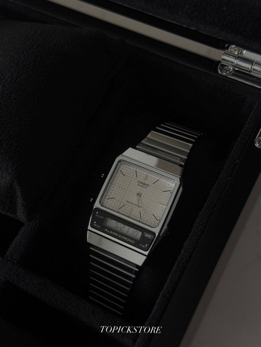CASIO Vintage復古雙顯金屬手錶 (黑白兩色) - TOPICKSTORE