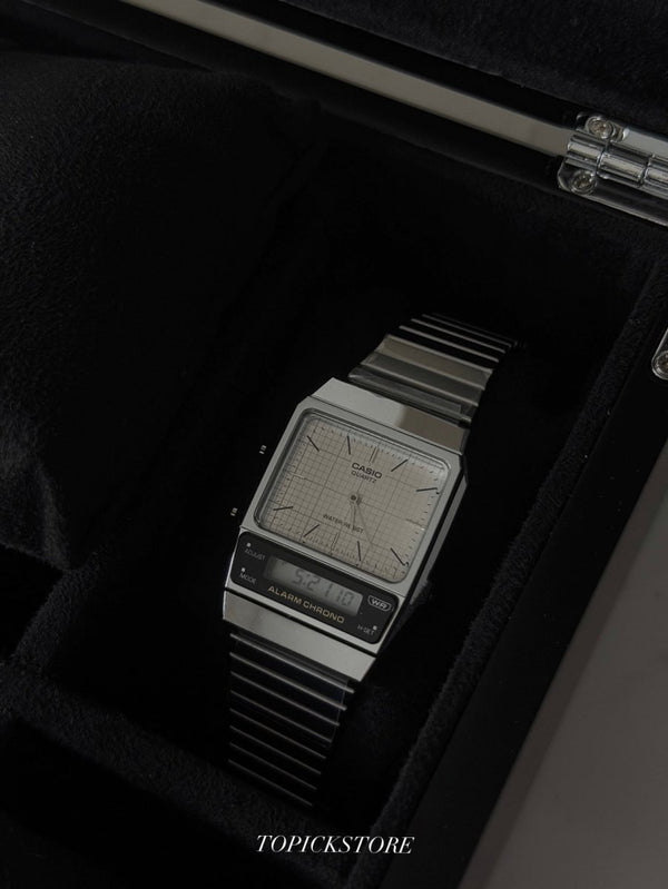 CASIO Vintage復古雙顯金屬手錶 (黑白兩色) - TOPICKSTORE