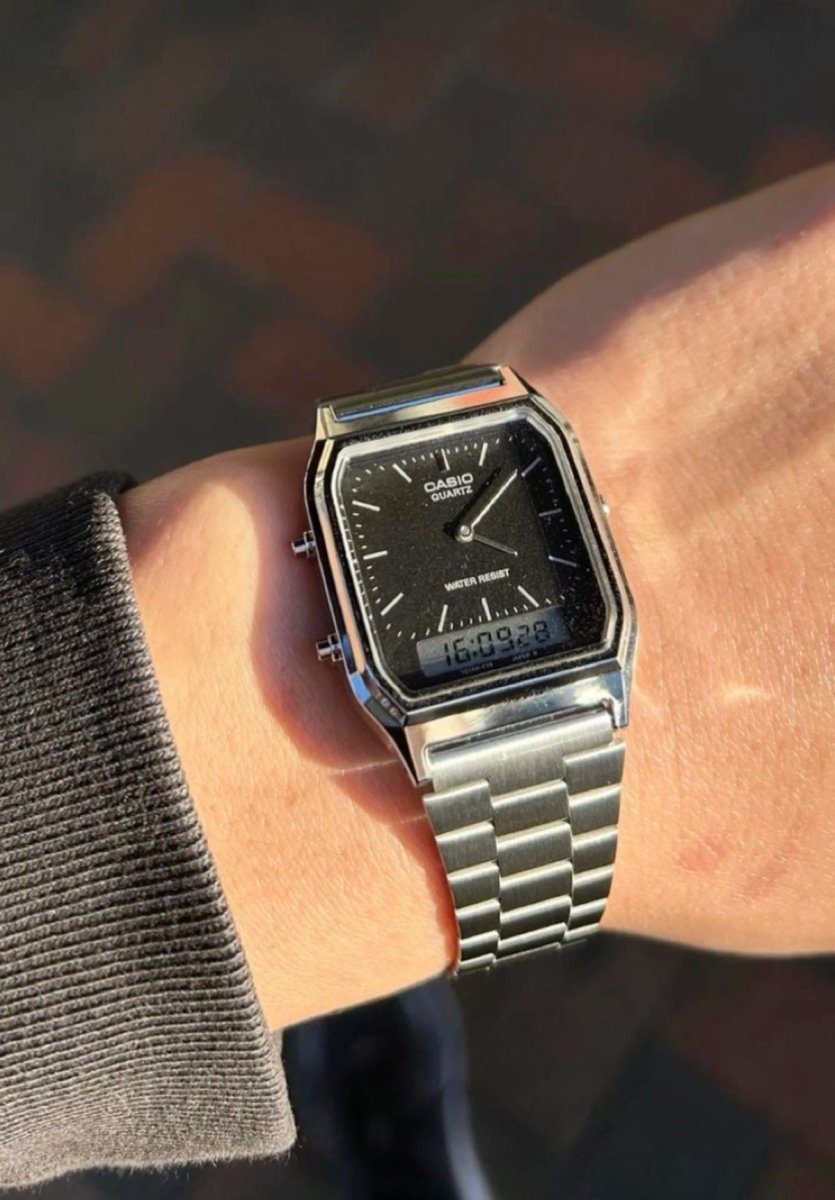 Casio 復古雙顯AQ-230A 銀白黑(3色) 情侶手錶首選!! - Topickstore