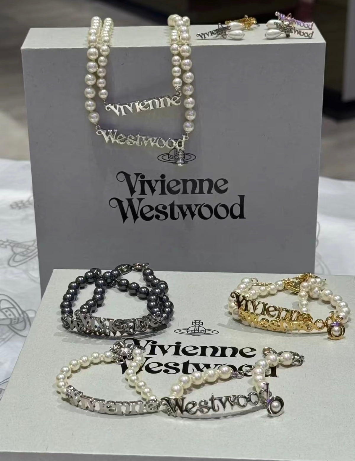 Vivienne Westwood Amelia Double Layer Logo Pearl Bracelet | As worn by Miyeon ✨