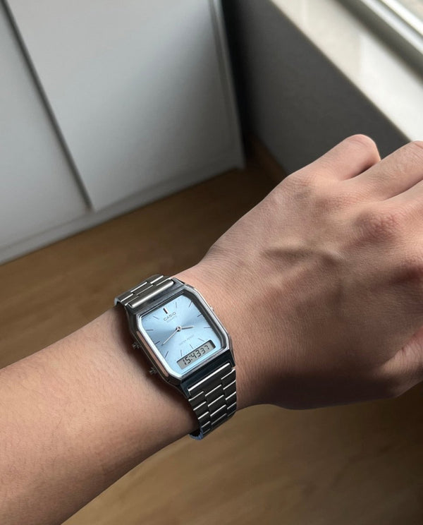 Casio 爆款經典復古雙顯AQ-230A冰川藍 - Topickstore