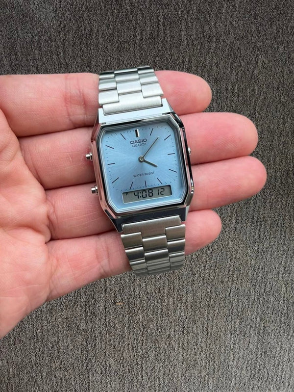 Casio 爆款經典復古雙顯AQ-230A冰川藍 - Topickstore