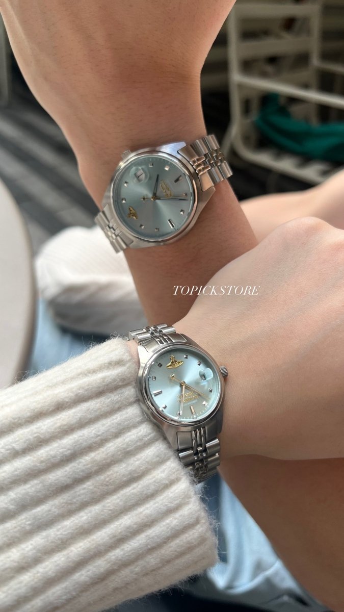 (小/大錶面)Vivienne Westwood Camberwell Watch - 超顯白冰川藍 [最熱賣情侶錶款］ - Topickstore