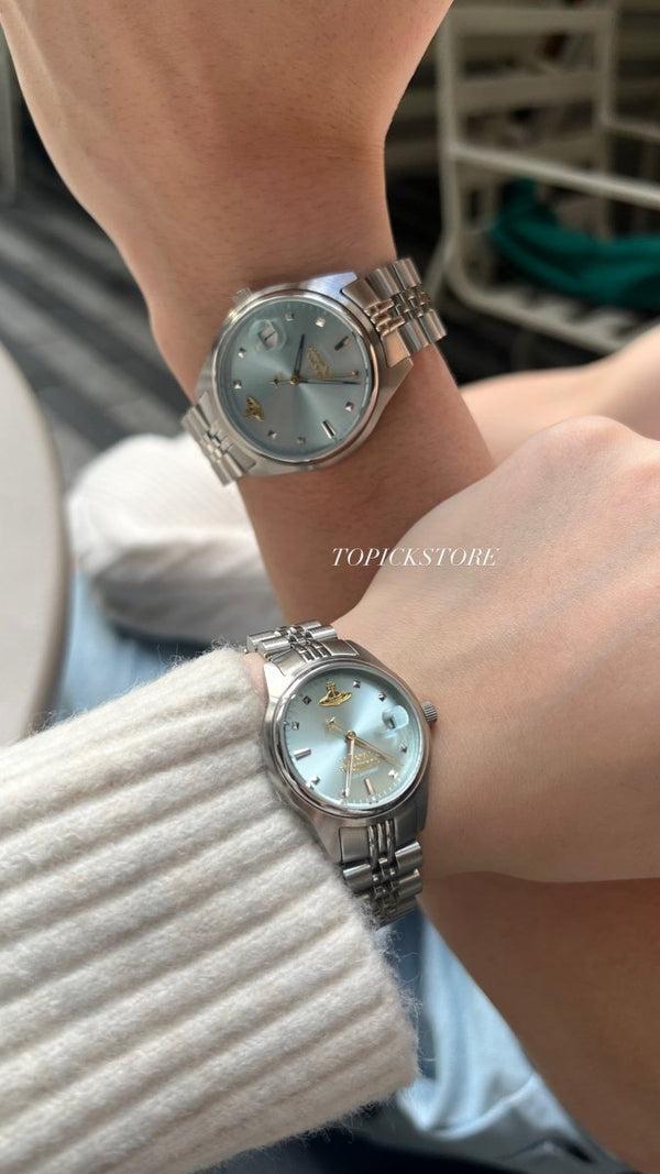 (小/大錶面)Vivienne Westwood Camberwell Watch - 超顯白冰川藍 [最熱賣情侶錶款］ - Topickstore
