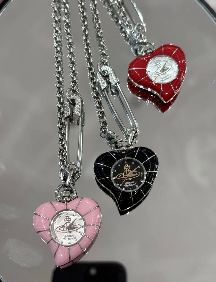 Vivienne Westwood 復古 Punk 風心形扣針陀錶頸鏈 🕰️♥️ - Topickstore