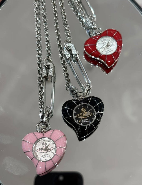 Vivienne Westwood 復古 Punk 風心形扣針陀錶頸鏈 🕰️♥️ - Topickstore