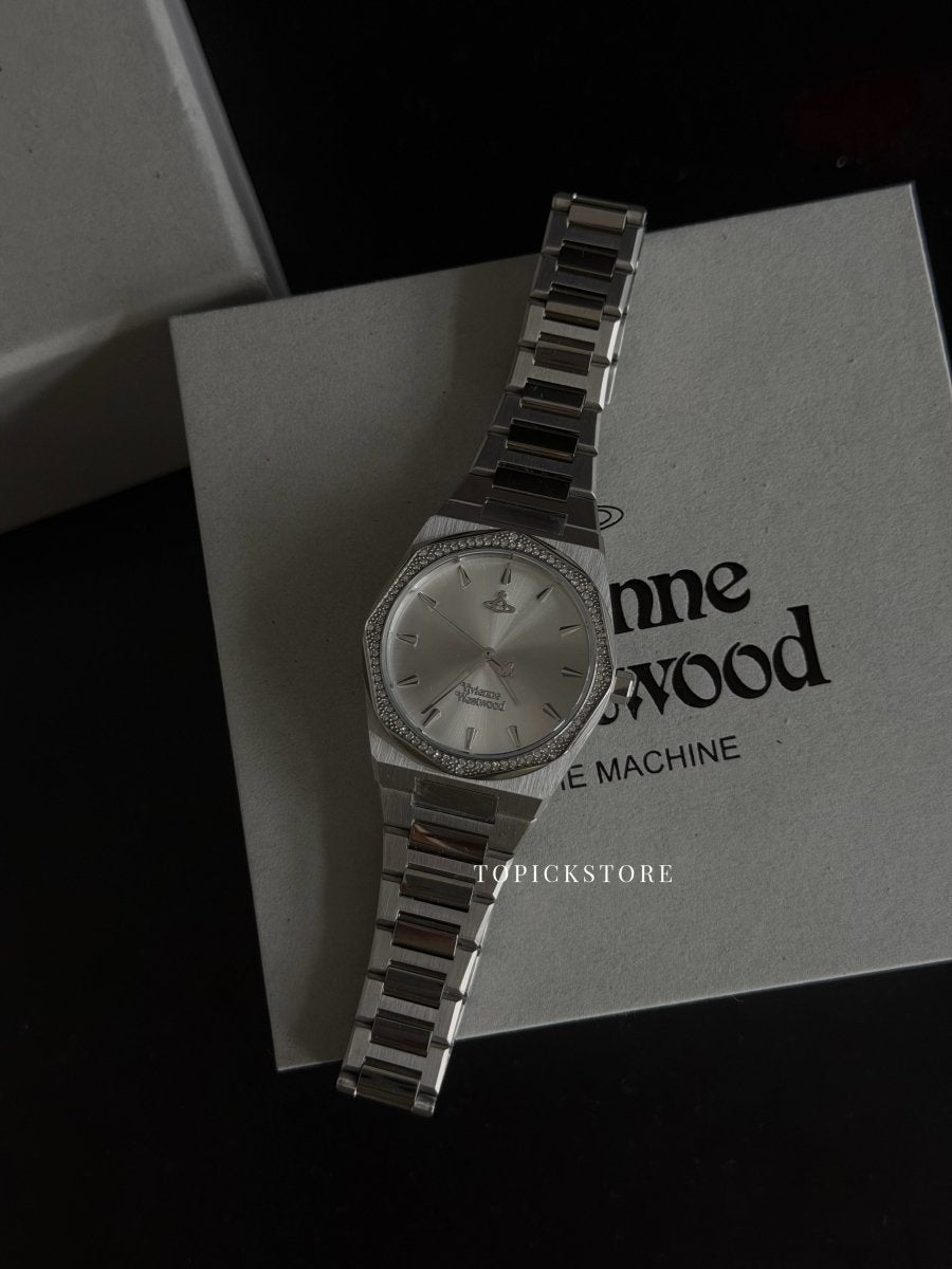 Vivienne Westwood Moonlight 白月光｜清冷感鑲鑽八角手錶 🌙✨ - TOPICKSTORE