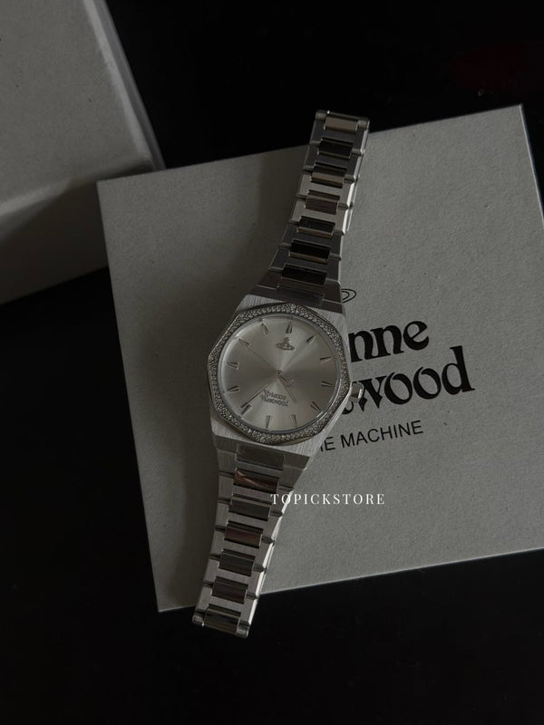Vivienne Westwood Moonlight 白月光｜清冷感鑲鑽八角手錶 🌙✨ - TOPICKSTORE