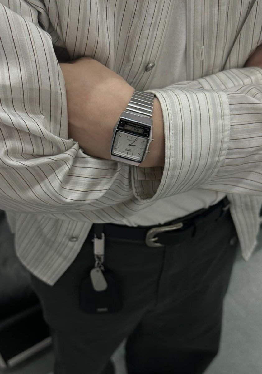 CASIO Vintage復古雙顯金屬手錶 (黑白兩色) - Topickstore