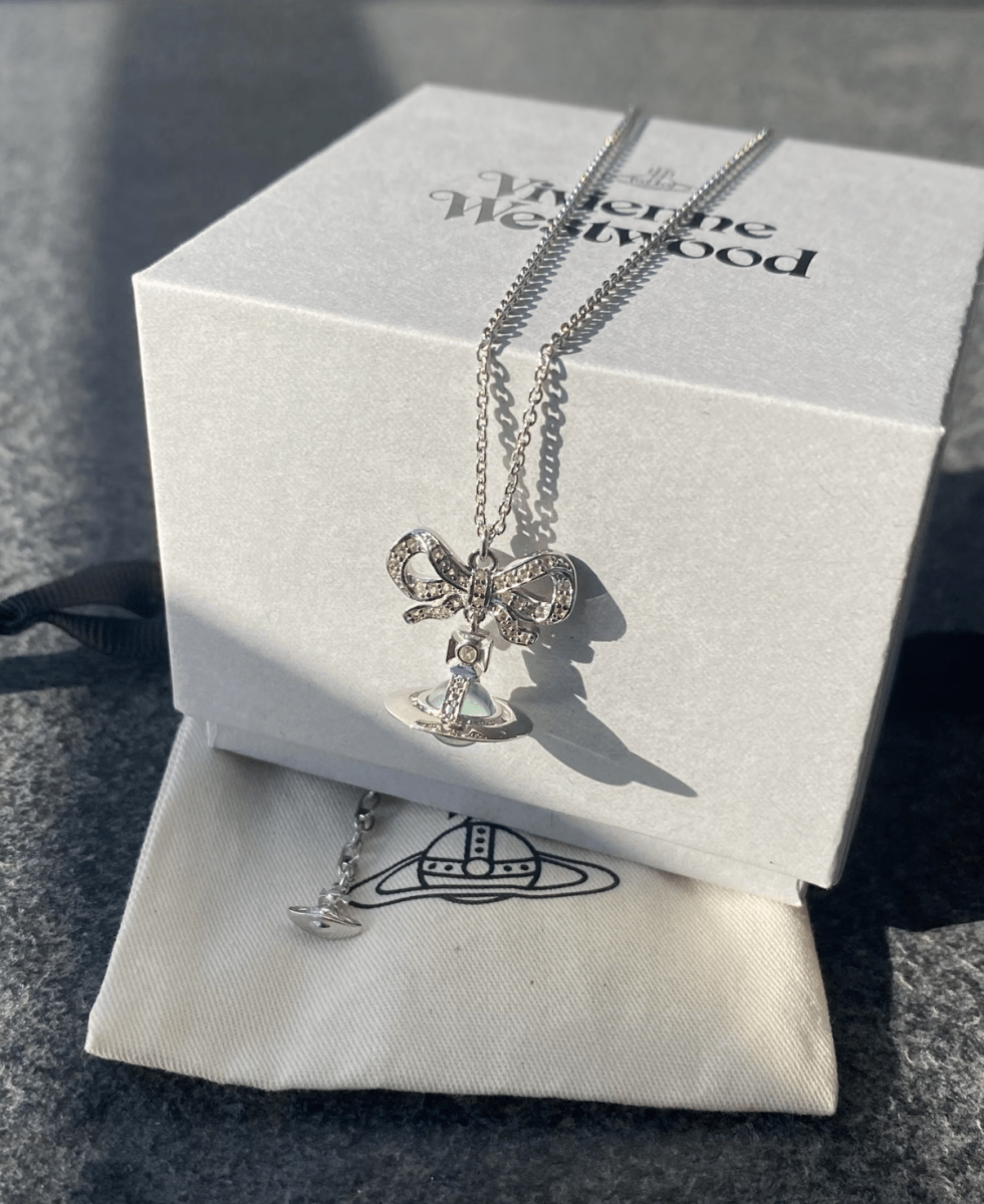 ⁠⁠Vivienne Westwood Octavie Pendant Necklace 限定色薄荷綠💚|純銀蝴蝶結閃鑽頸鏈 - Topickstore