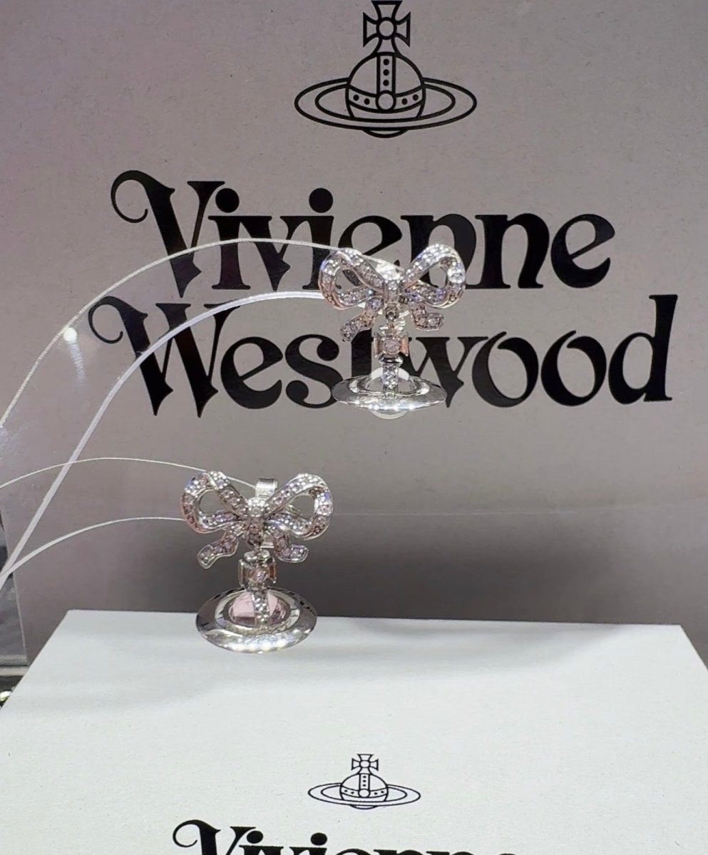 ⁠⁠Vivienne Westwood Octavie Pendant Earrings 純銀蝴蝶結閃鑽耳環 (最熱賣3色入) - Topickstore