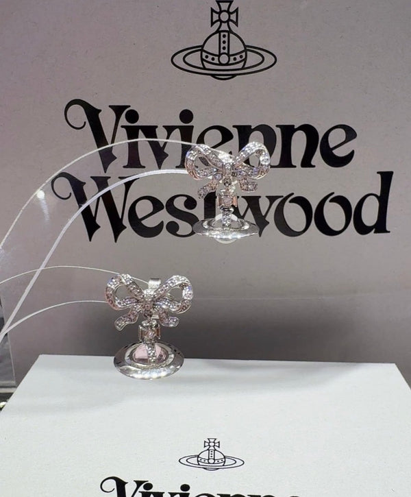 ⁠⁠Vivienne Westwood Octavie Pendant Earrings 純銀蝴蝶結閃鑽耳環 (最熱賣3色入) - Topickstore