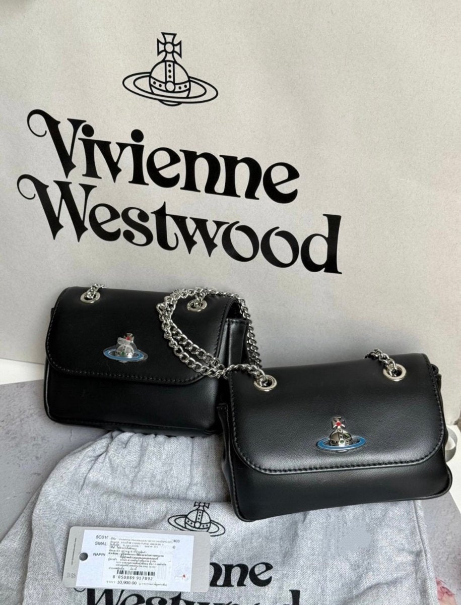 【Vivienne Westwood】Small Orb-plaque 藍色小土星🪐LOGO小羊皮鏈帶肩包 - Topickstore