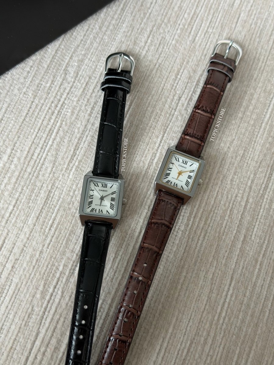 「千元內最美小方錶!!」Casio 法式復古皮革小方錶 - Topickstore