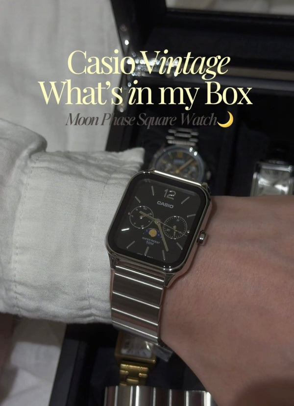 情侶錶首選! Casio 經典月相小方錶 (黑/白兩色)🌙 - TOPICKSTORE