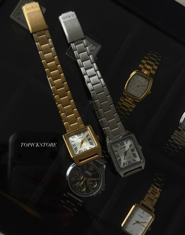 Casio Vintage 復古羅馬字小方錶 (金銀兩色) - TOPICKSTORE