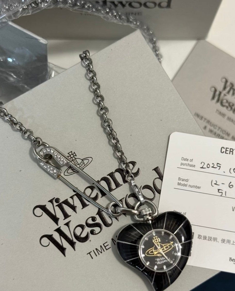 Vivienne Westwood 復古 Punk 風心形扣針陀錶頸鏈 🕰️♥️ - Topickstore