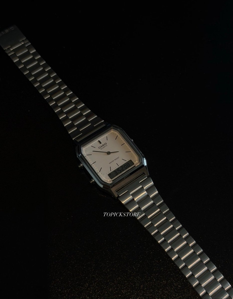 Casio 復古雙顯AQ-230A 銀白黑(3色) 情侶手錶首選!! - Topickstore