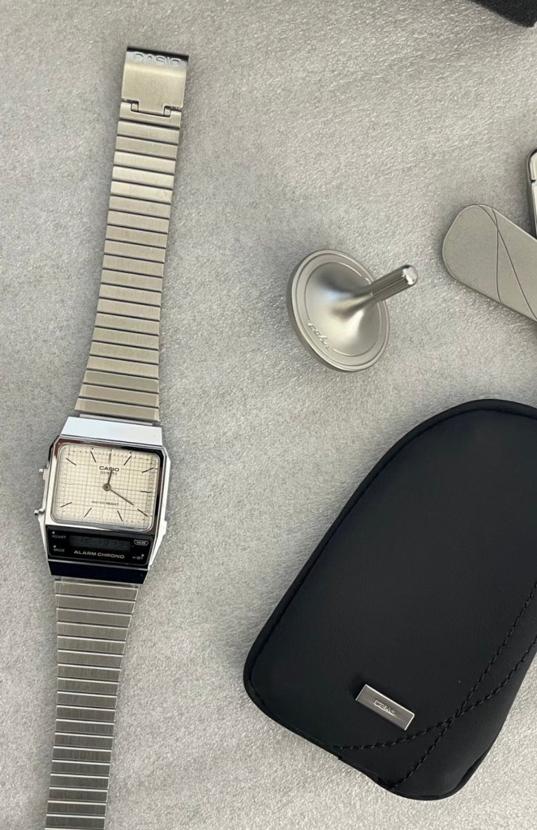 CASIO Vintage復古雙顯金屬手錶 (黑白兩色) - Topickstore