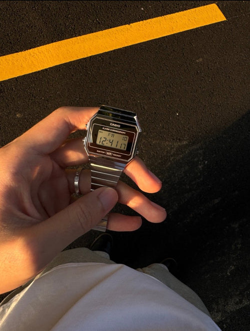 Casio Vintage A700WEV-7A 6mm 超薄銀色鏡面電子錶 ✨ - Topickstore