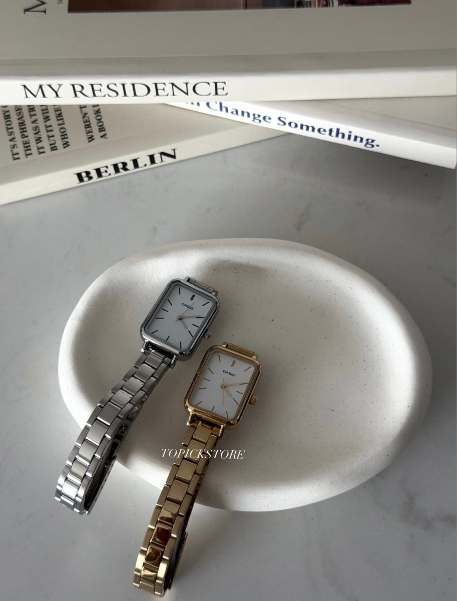 Casio Vintage 復古法式小方錶(銀金兩色) - Topickstore