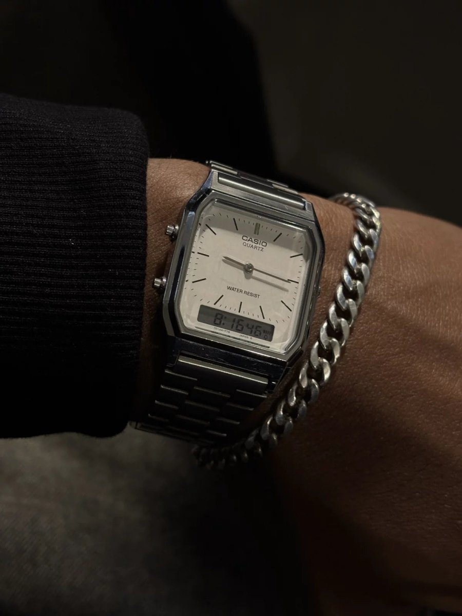Casio 復古雙顯AQ-230A 銀白黑(3色) 情侶手錶首選!! - Topickstore