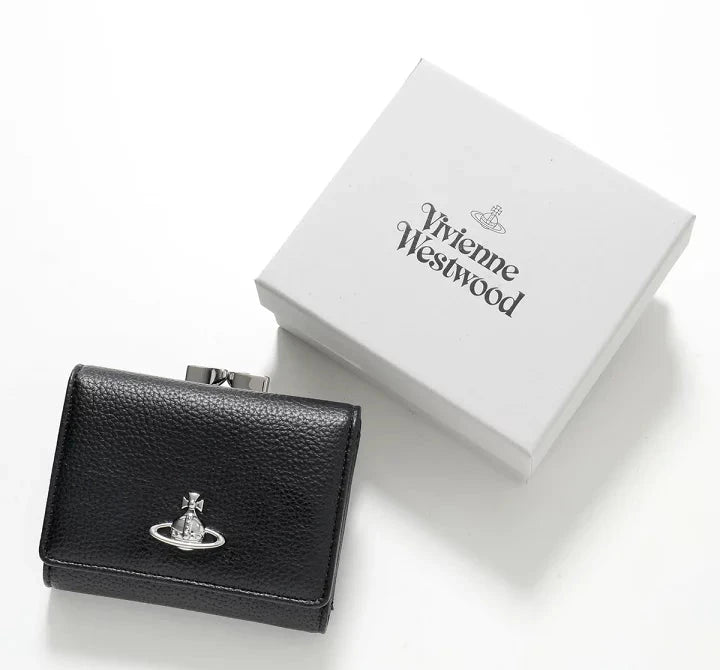 Vivienne Westwood Small Frame Wallet 黑銀色荔枝皮 & 超軟熟牛皮🖤✨ 內有超多格超實用！！ - Topickstore