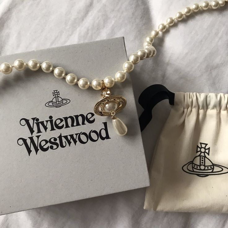 Vivienne Westwood One Row 水滴珍珠頸鏈｜[太研 Twice Mina同款!!!] - Topickstore
