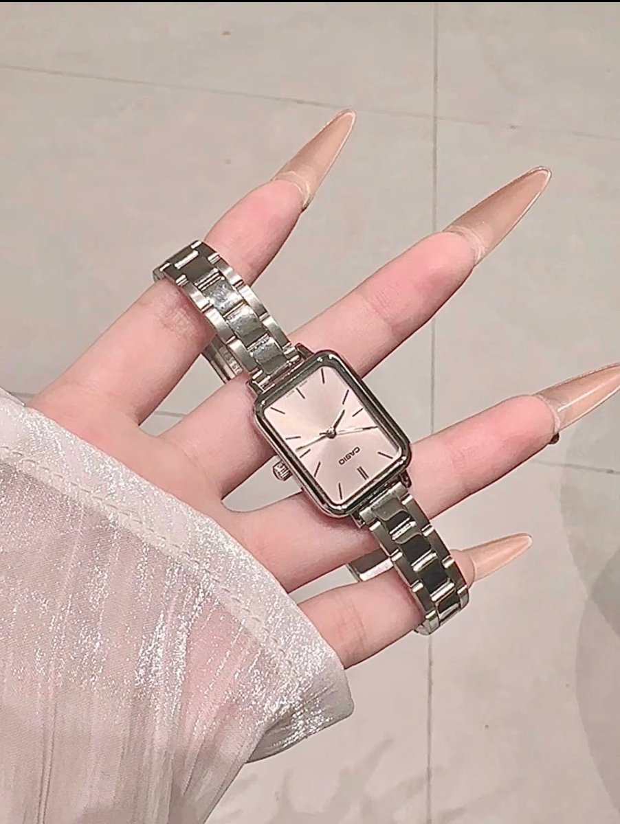 Casio Elegant Rectangle｜粉色 藍色簡潔夏日風 襯幼鋼帶 - Topickstore
