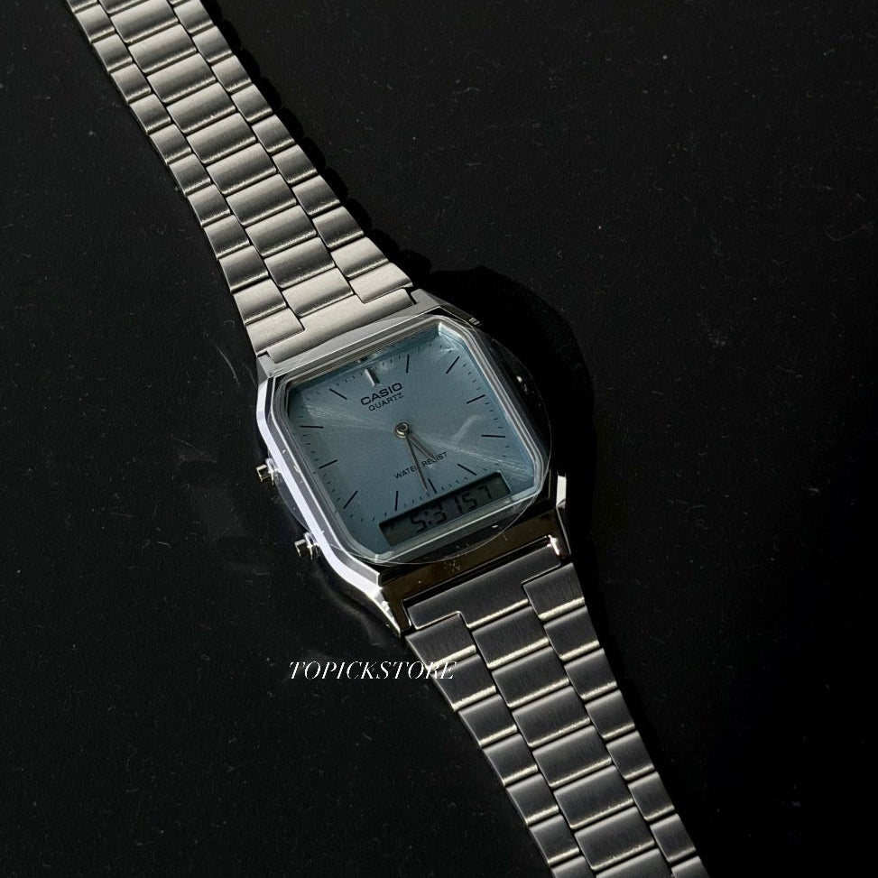 Casio 爆款經典復古雙顯AQ-230A冰川藍 - Topickstore