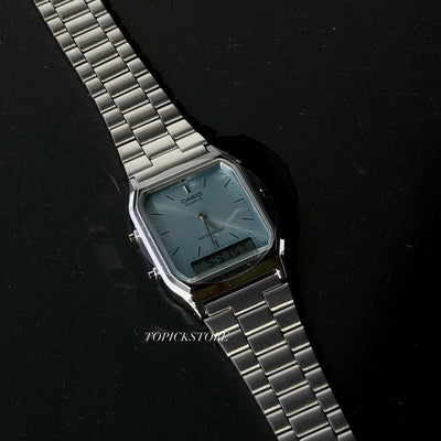 Casio 爆款經典復古雙顯AQ-230A冰川藍 - Topickstore