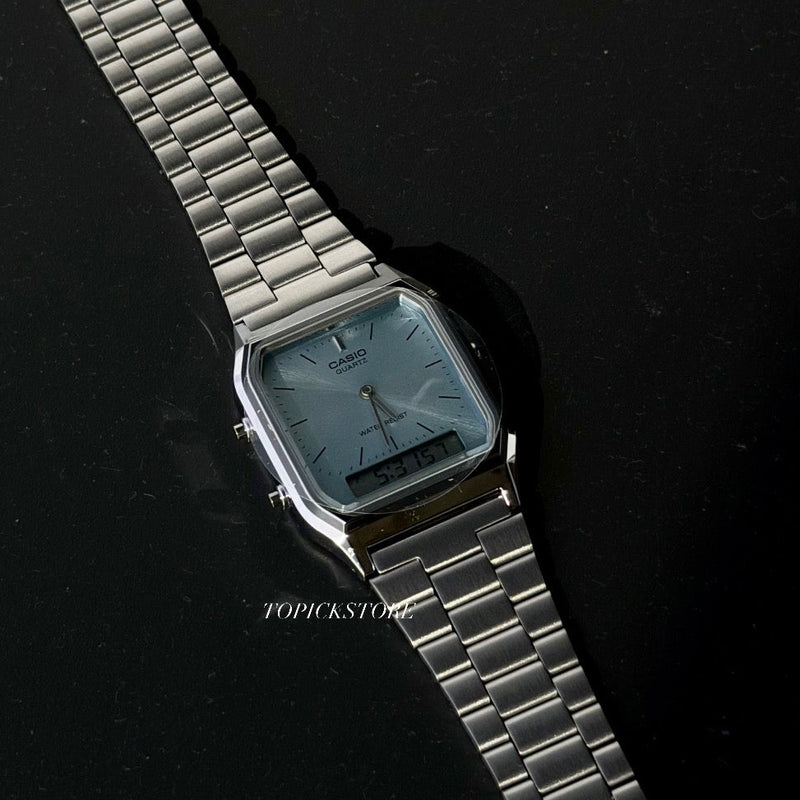 Casio 爆款經典復古雙顯AQ-230A冰川藍 - Topickstore