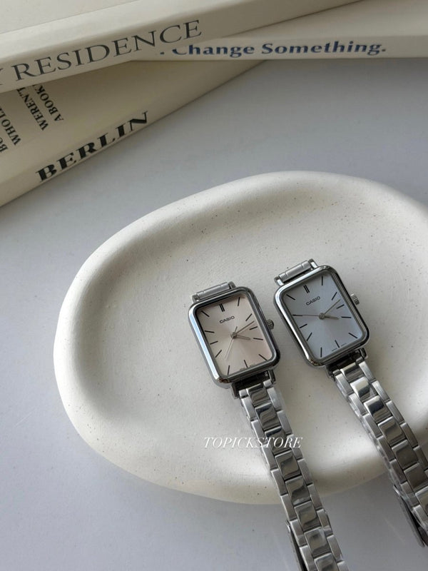Casio Elegant Rectangle｜粉色 藍色簡潔夏日風 襯幼鋼帶 - Topickstore