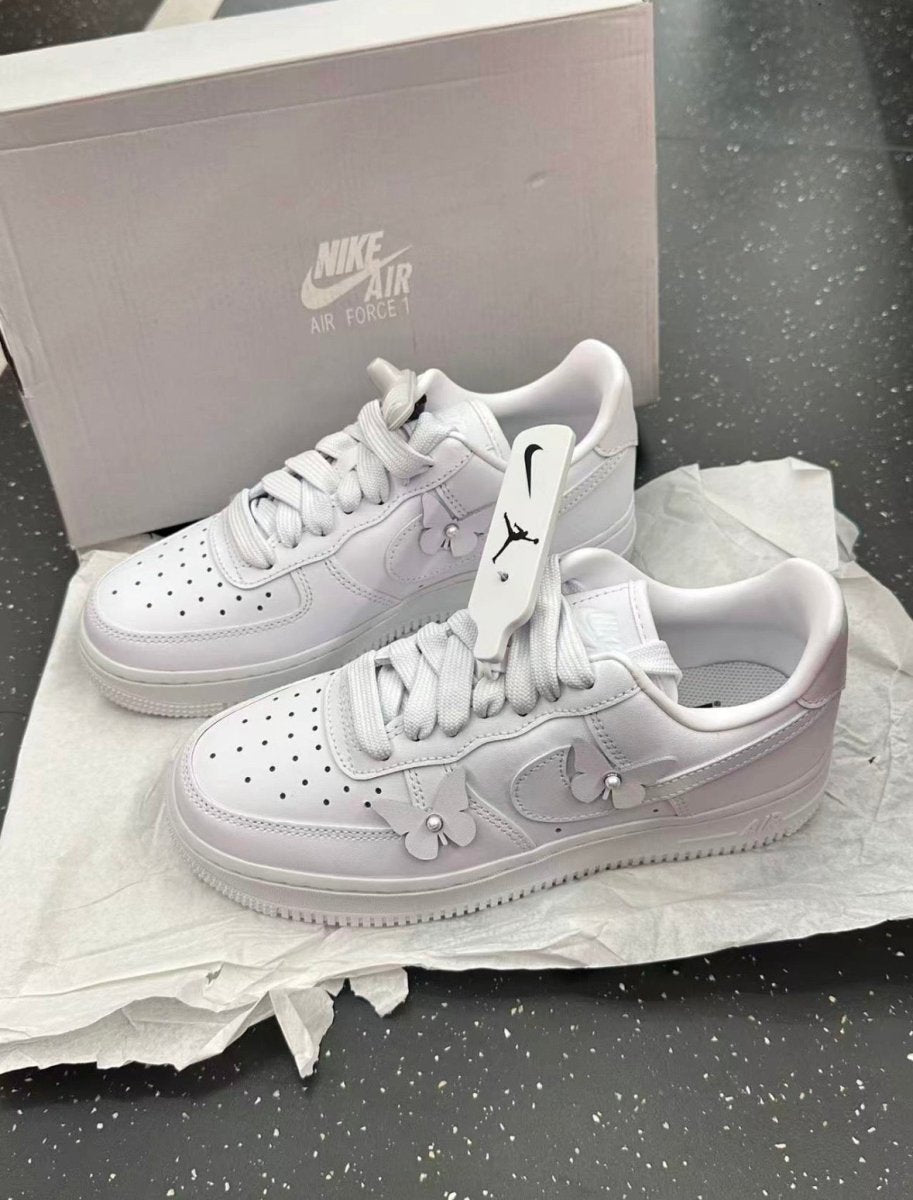 Nike Air Force 1 Low "Butterfly" 立體蝴蝶全白女鞋 - Topickstore