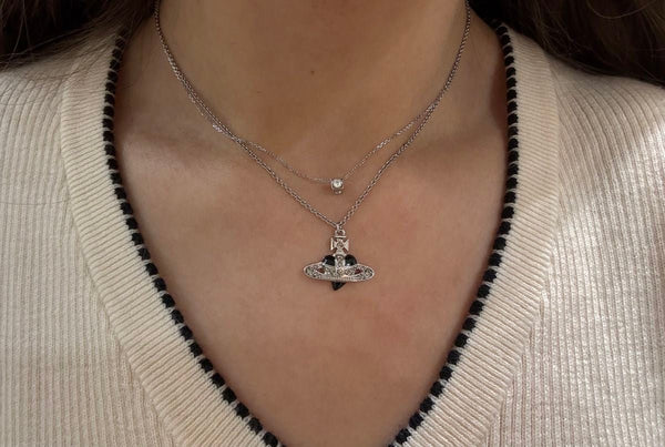 Vivienne Westwood Diamante Heart Necklace｜限定乾燥玫瑰粉色🌹 + 經典黑紅色🖤♥️ - Topickstore