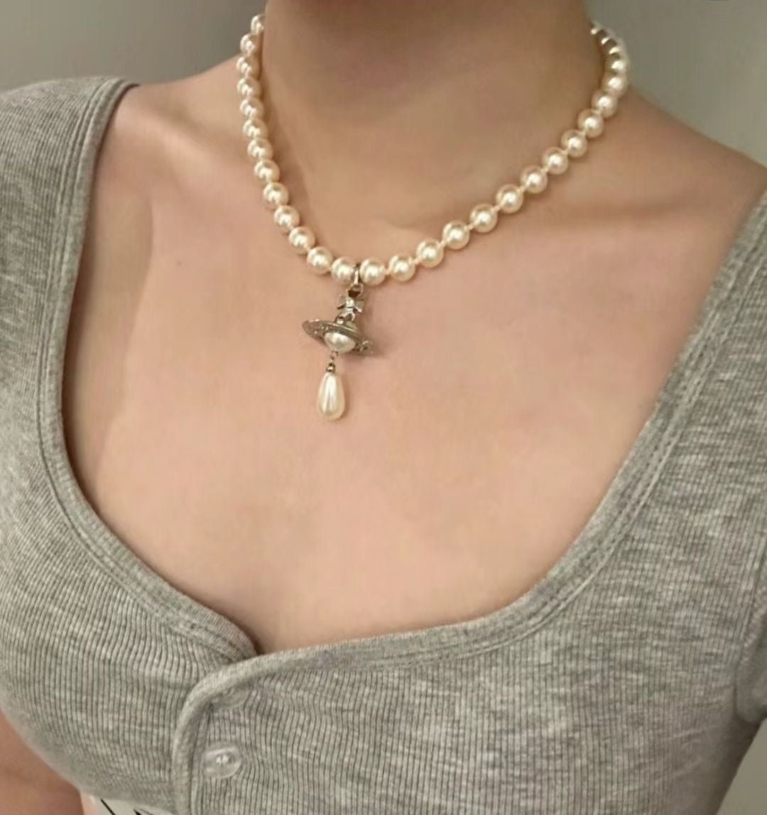 Vivienne Westwood One Row 水滴珍珠頸鏈｜[太研 Twice Mina同款!!!] - Topickstore