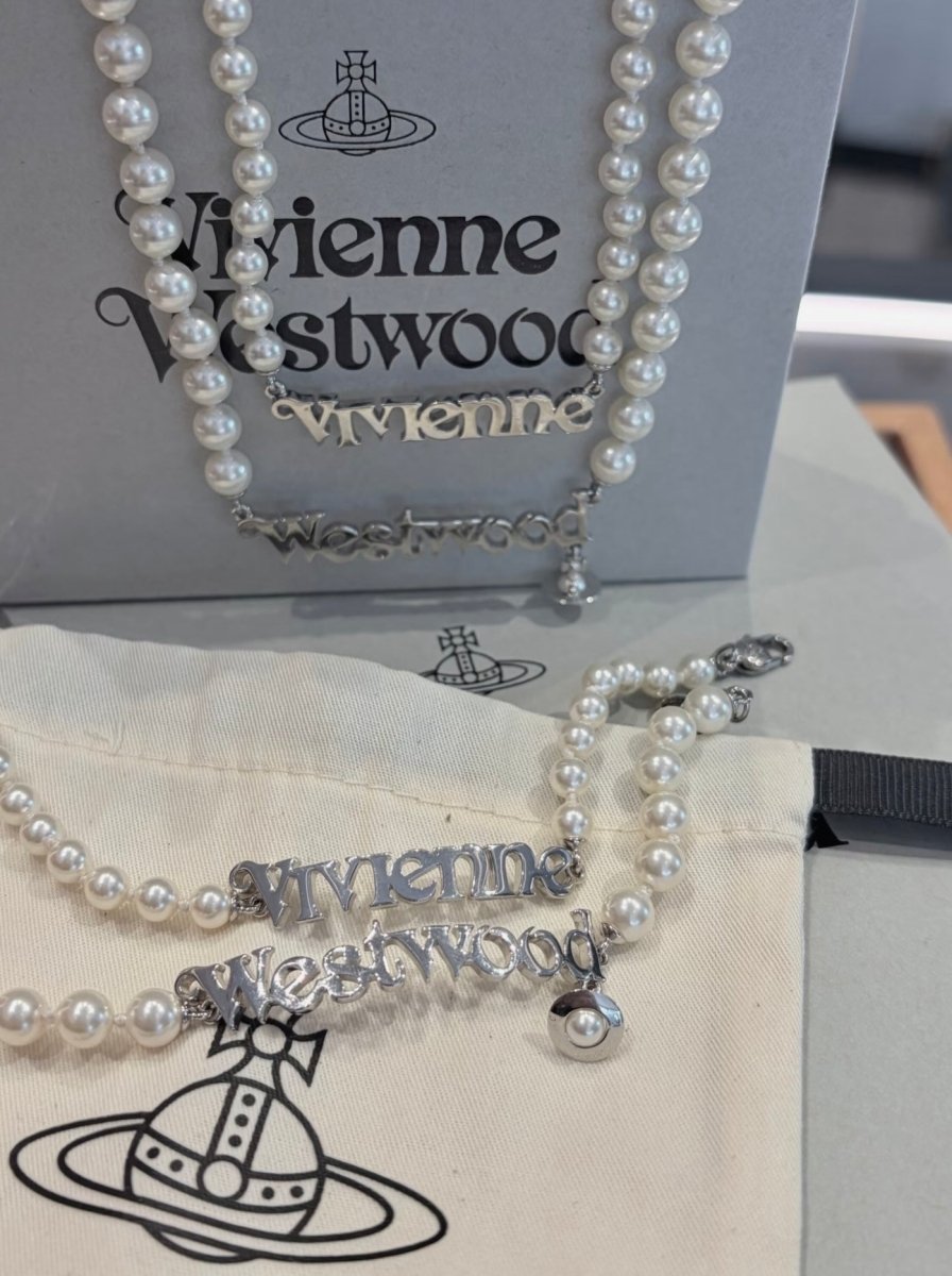 Vivienne Westwood Amelia 雙層LOGO珍珠手鏈 | Miyeon 同款✨ - Topickstore
