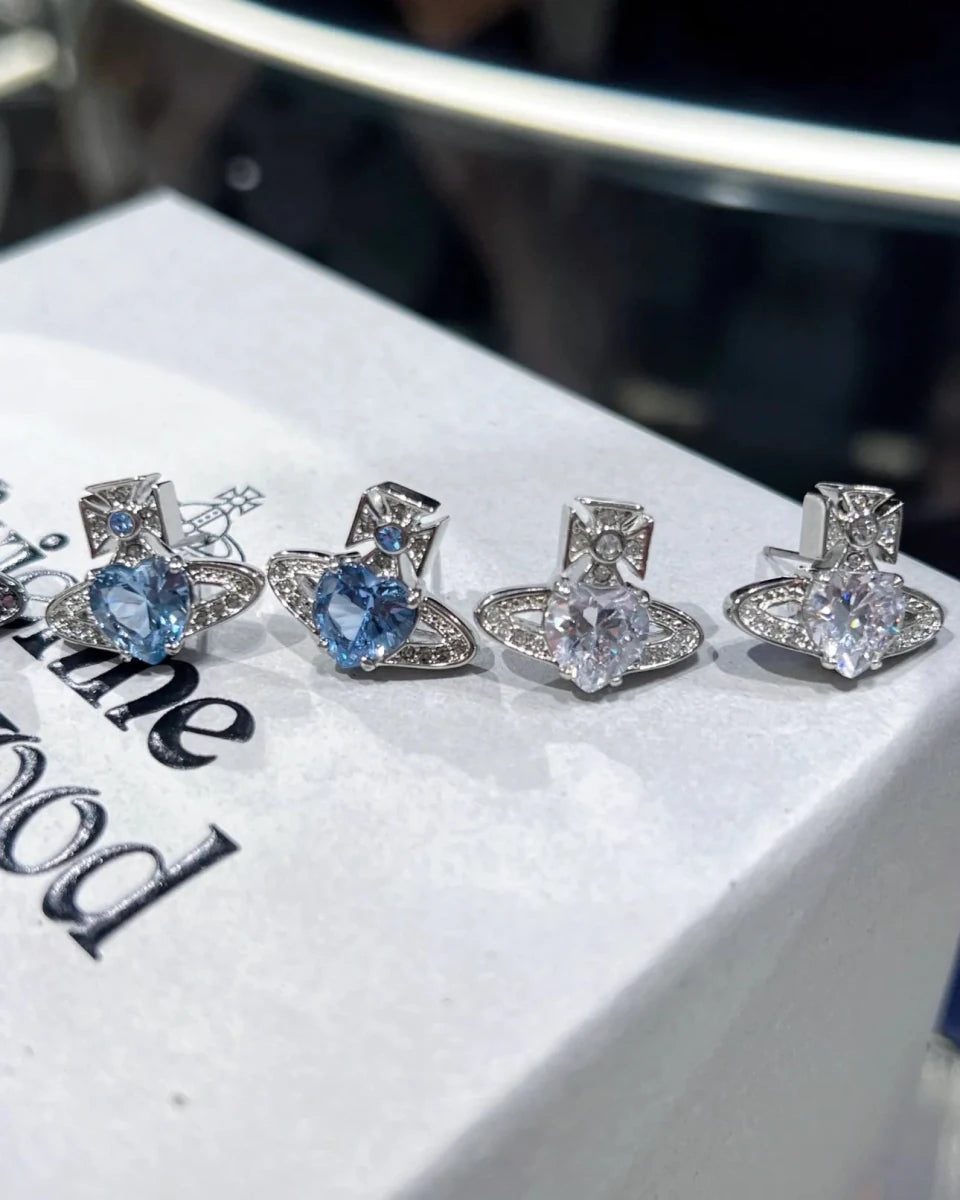 Vivienne Westwood Ariella Earrings 心形閃鑽系列耳環 (白/藍/薄荷綠) - Topickstore