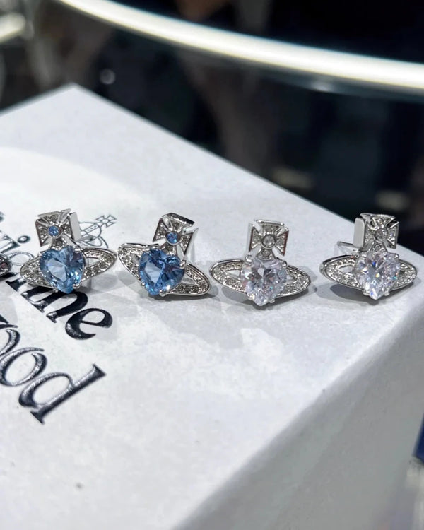 Vivienne Westwood Ariella Earrings 心形閃鑽系列耳環 (白/藍/薄荷綠) - Topickstore