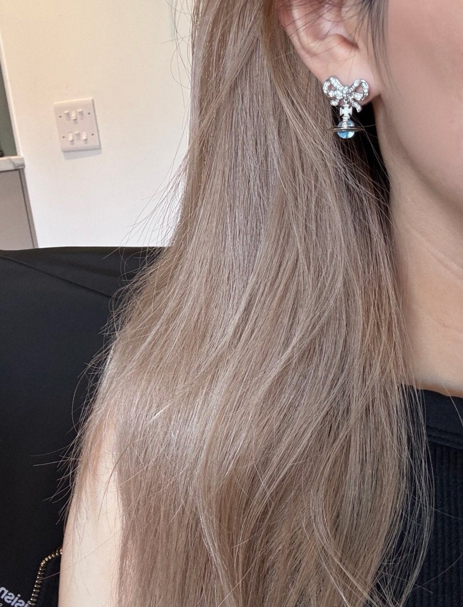 ⁠⁠Vivienne Westwood Octavie Pendant Earrings 純銀蝴蝶結閃鑽耳環 (最熱賣3色入) - Topickstore