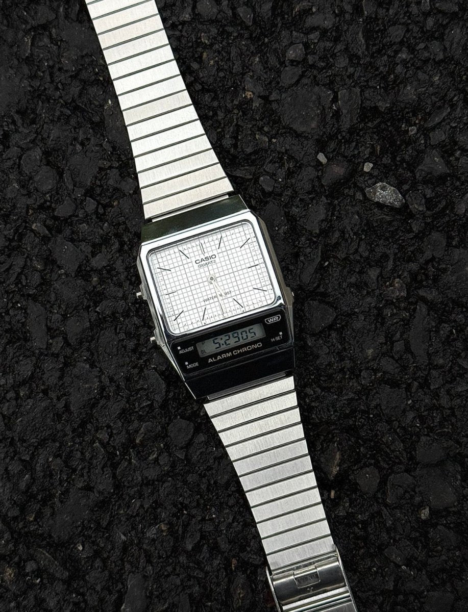CASIO Vintage復古雙顯金屬手錶 (黑白兩色) - Topickstore