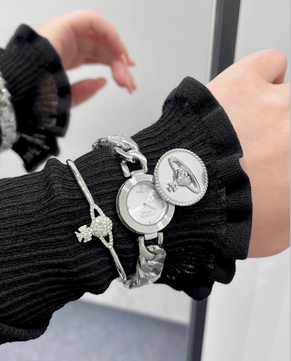 (金銀兩色)Vivienne Westwood Orb Button - 復古滑蓋手錶 - Topickstore